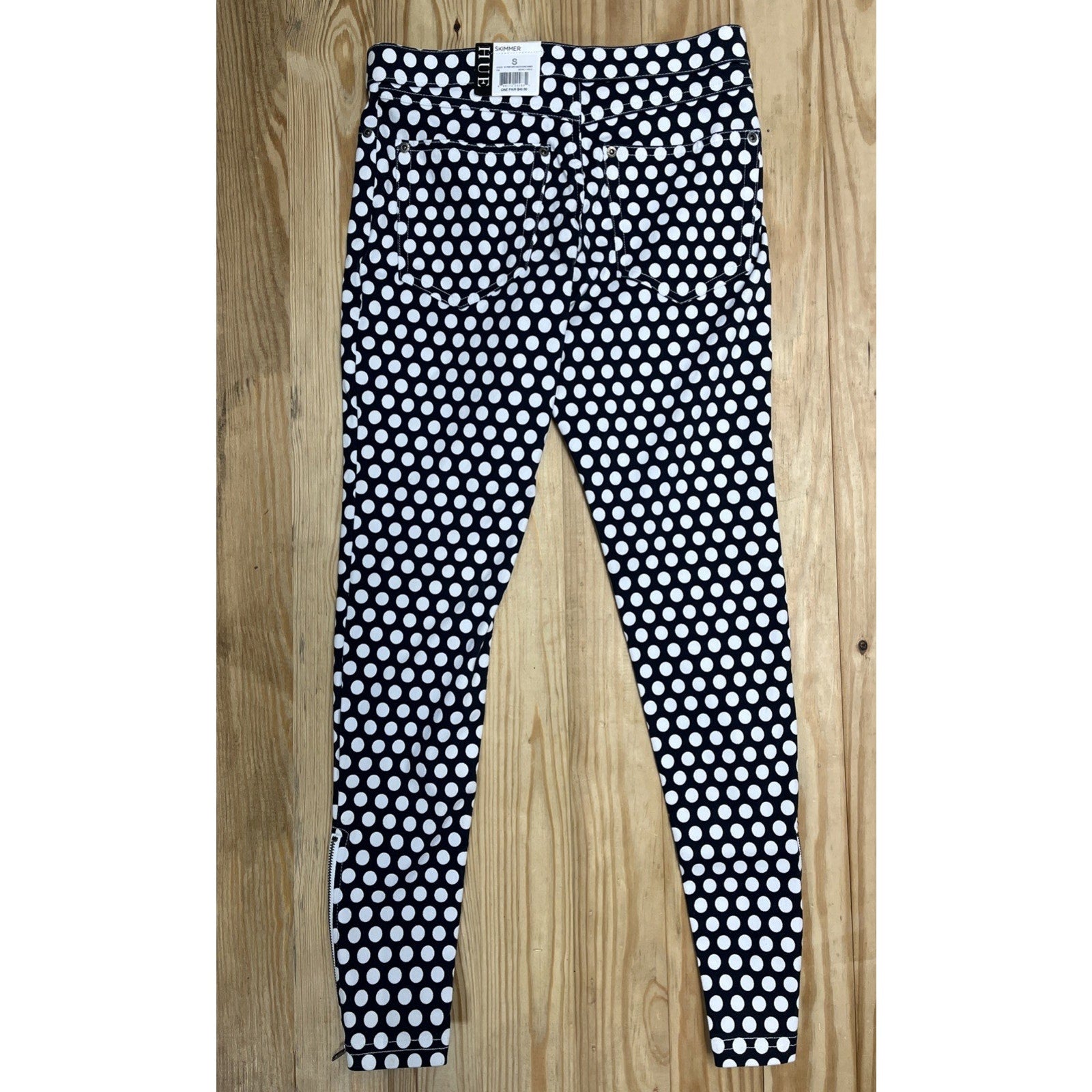NWT HUE Dot Print Super Smooth Denim Skimmer Sz S