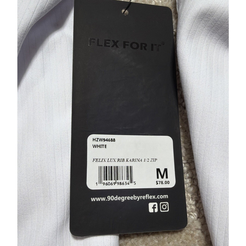 90 Degree By Reflex Sweatshirt Womens M Felix Lux Rib Karina 1/2 Zip NWT Athleta