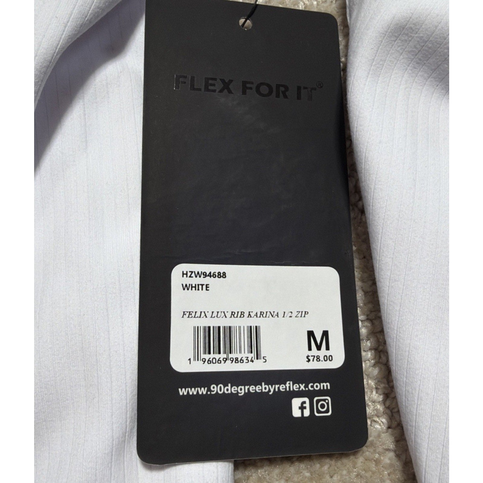 90 Degree By Reflex Sweatshirt Womens M Felix Lux Rib Karina 1/2 Zip NWT Athleta