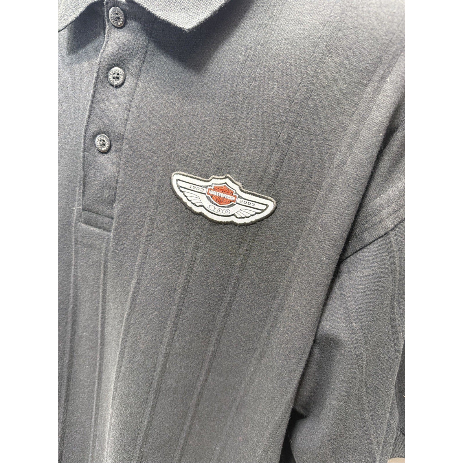 Harley-Davidson Mens Black 100 year Anniversary Polo Shirt Size XL Made In USA