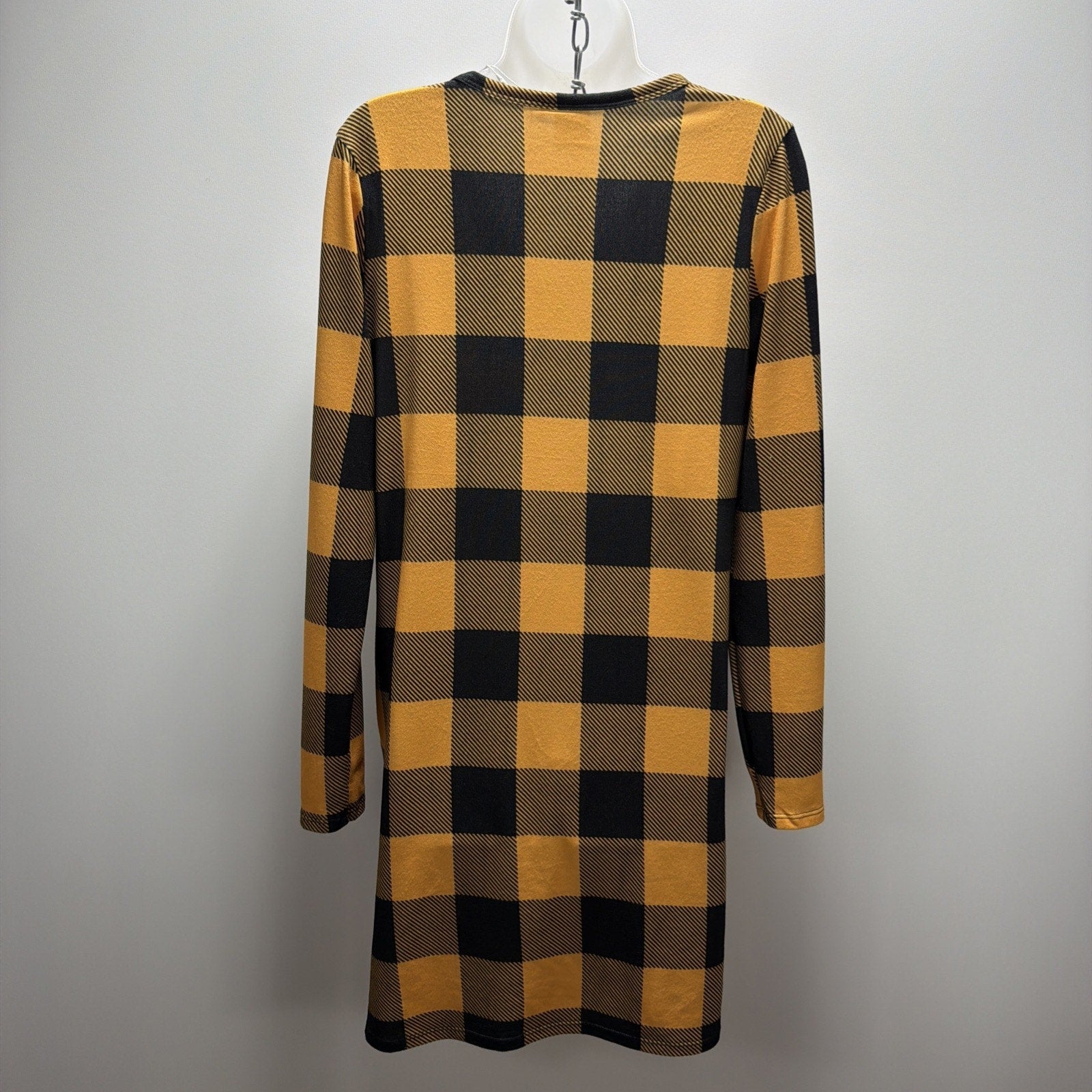 Fashion Apparel Women's S/M Yellow Black Long Sleeve Shirt Dress Pockets NWT