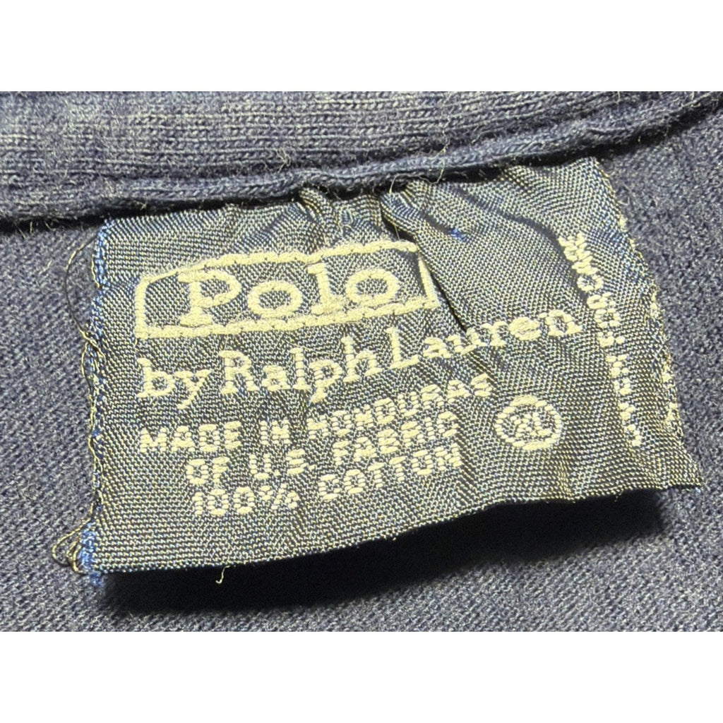 Vintage 1990s Polo Ralph Lauren Navy T-Shirt with Red Pony Logo Faded XL