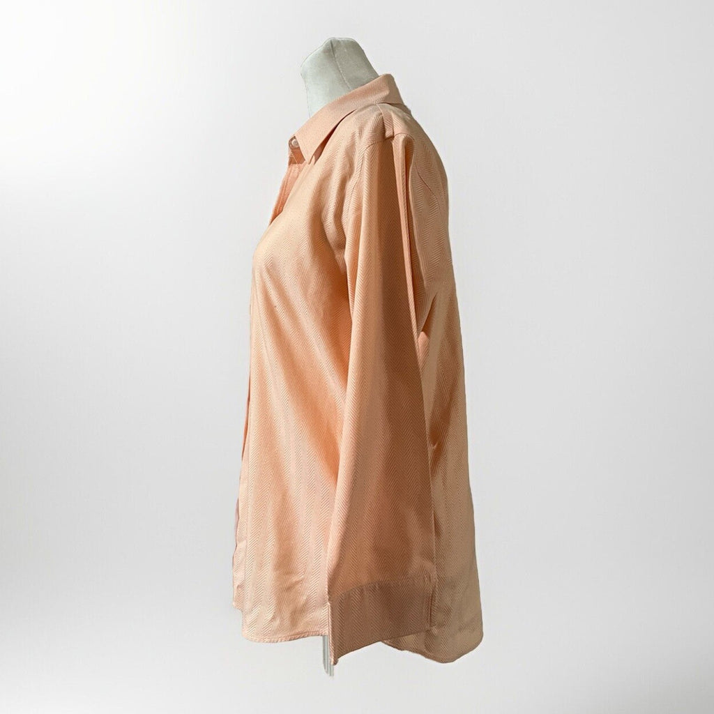 Liz Claiborne Women's Ombre Pink Peach Cotton no-iron Button Down Shirt Size 4