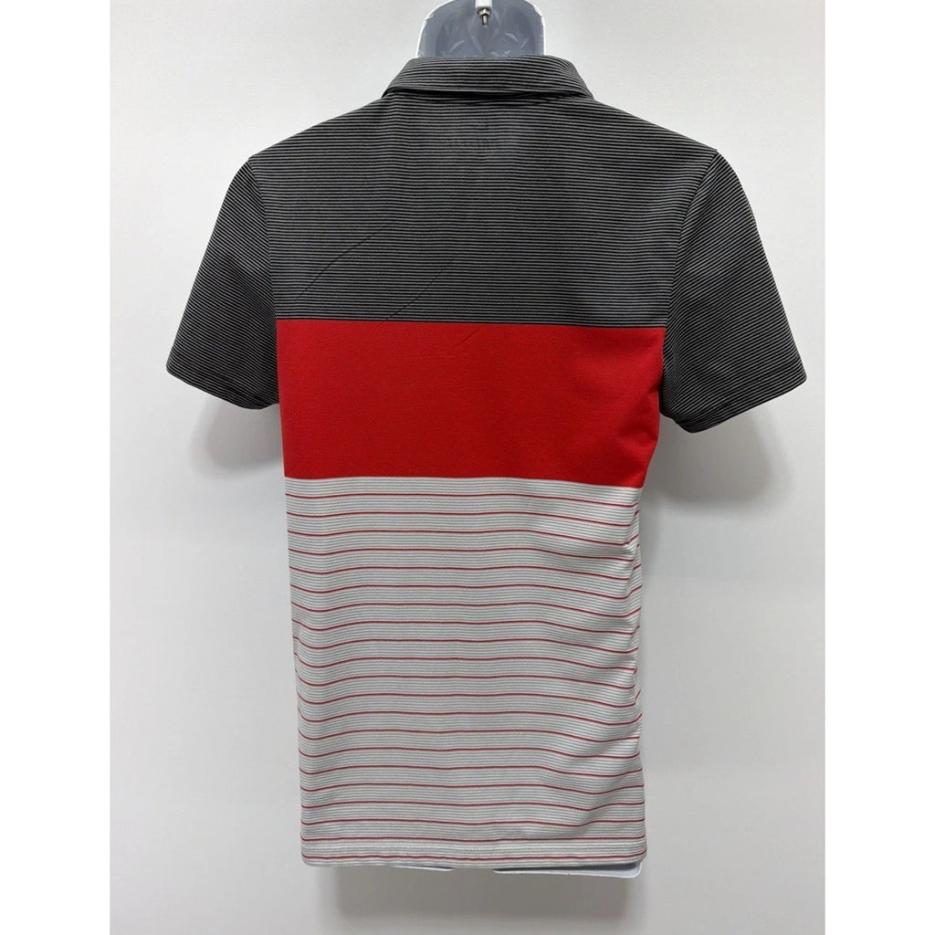 Nike De Fit Golf Polo Shirt Men’s S Black Gray Striped Performance Stretch