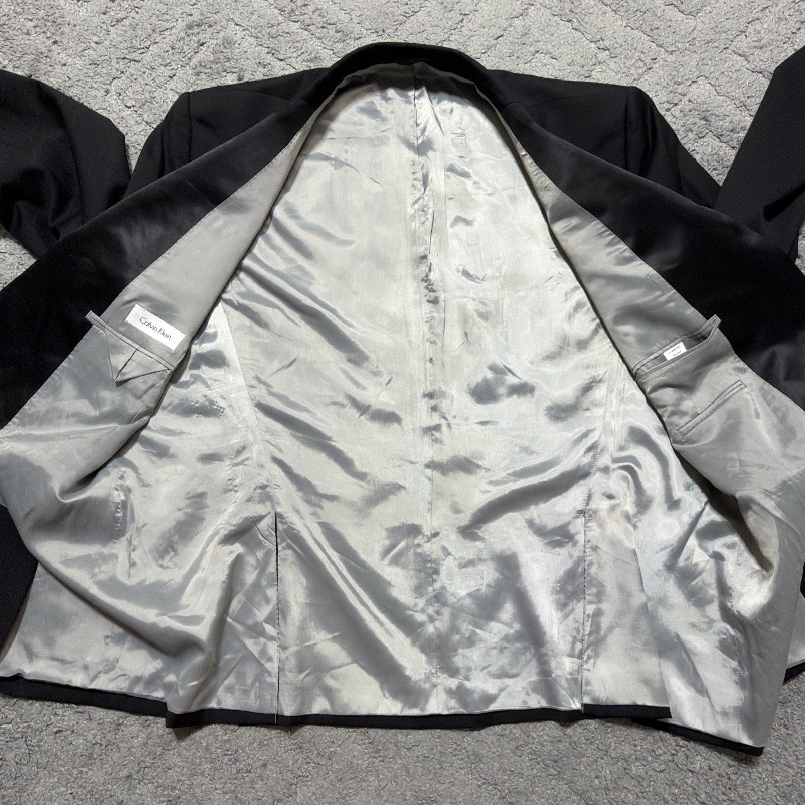 Calvin Klein Black Tuxedo Jacket 48R Slim Fit Wool Stretch Satin Lapel NWT $450