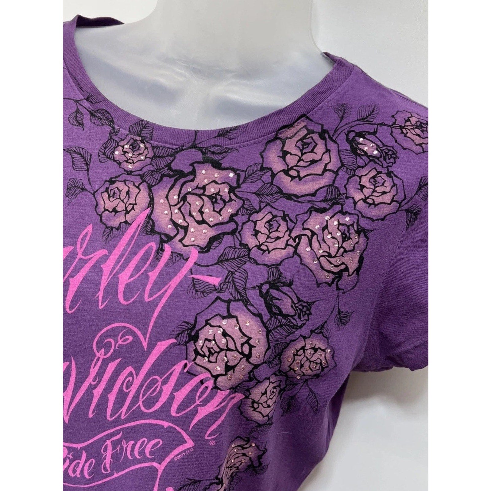 Harley Davidson Bagram Air Base Afghanistan T-Shirt Rhinestone Purple S 2015