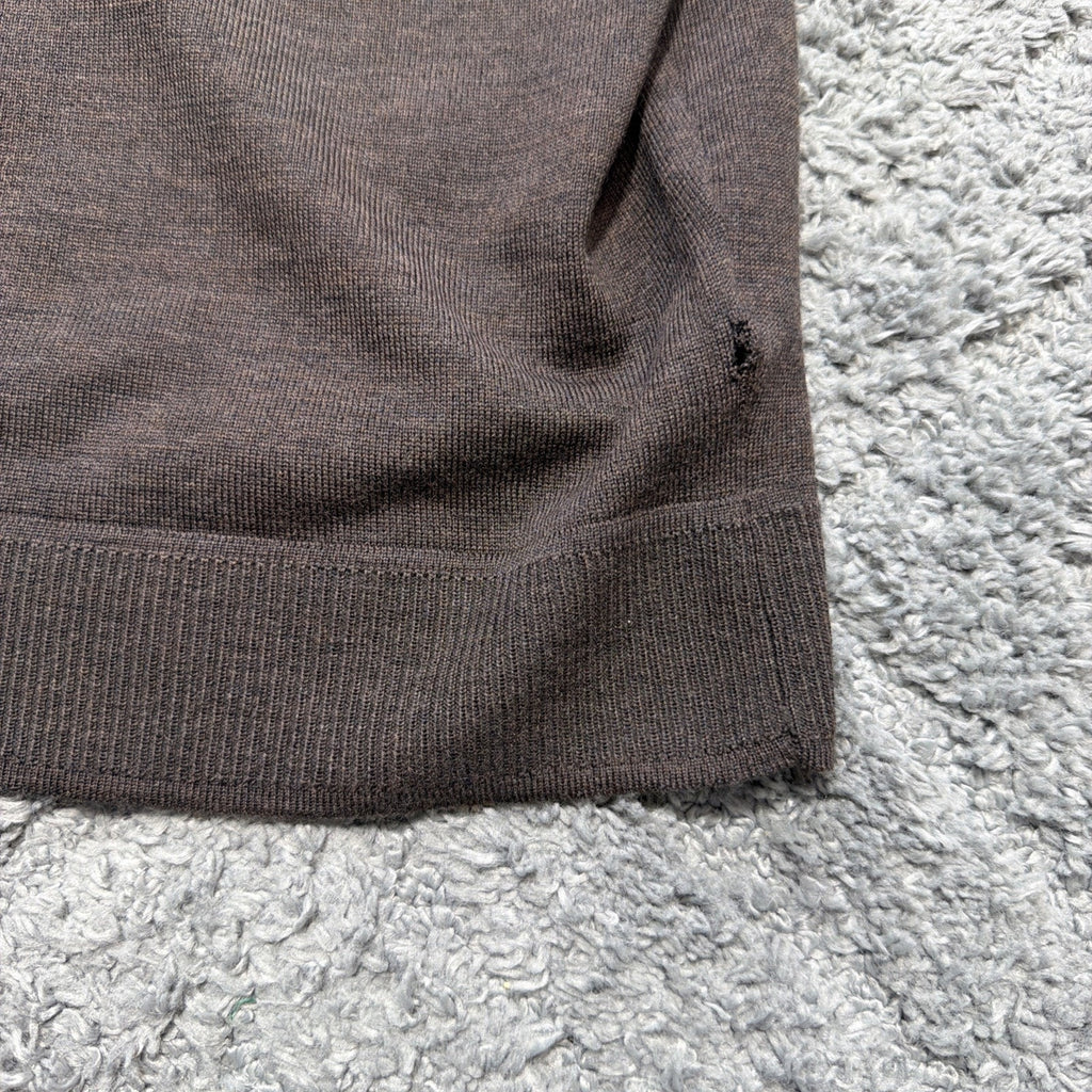 Murano Luxury Italian Yarn Brown Sweater Vest Knit 100% Merino Wool Men’s L Flaw