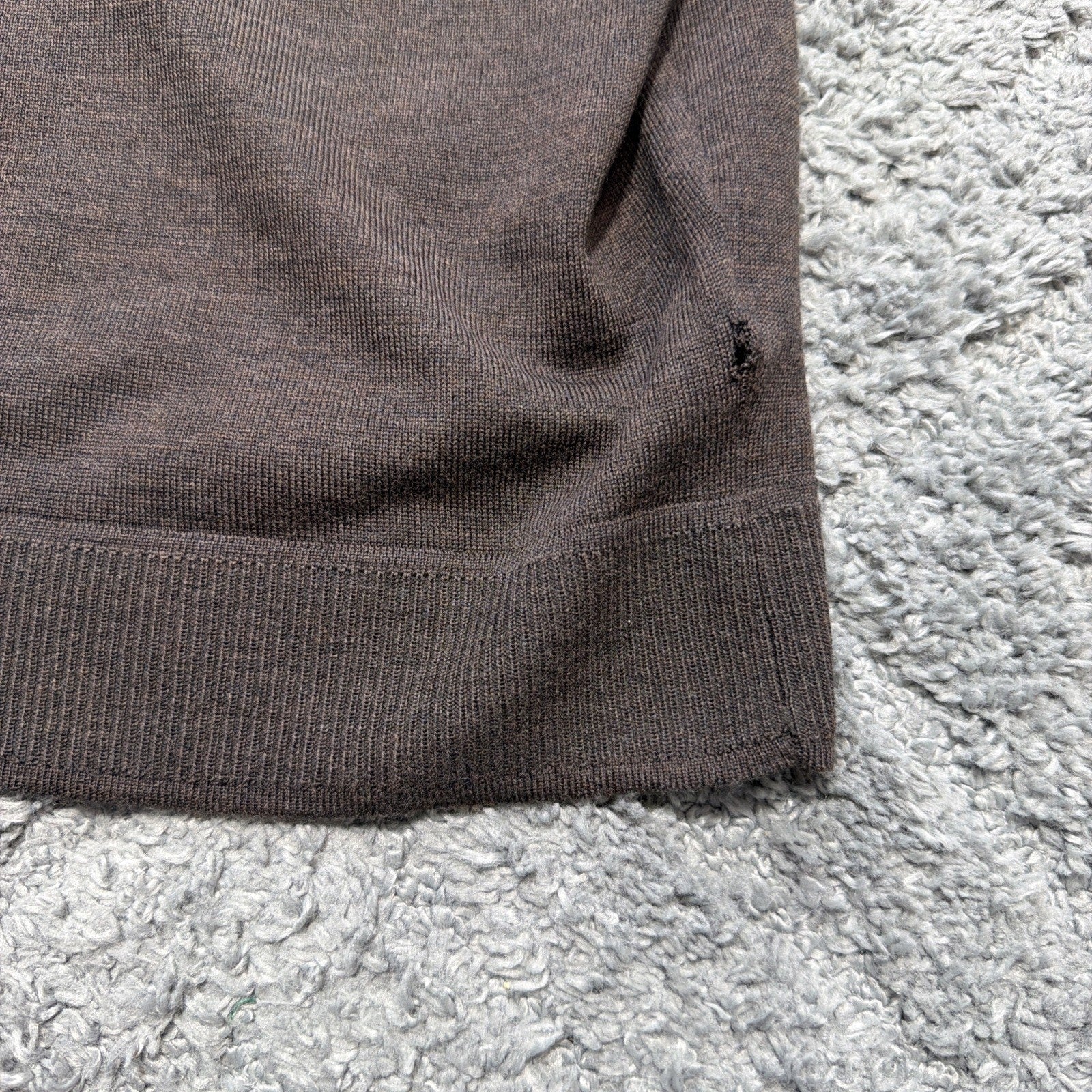 Murano Luxury Italian Yarn Brown Sweater Vest Knit 100% Merino Wool Men’s L Flaw