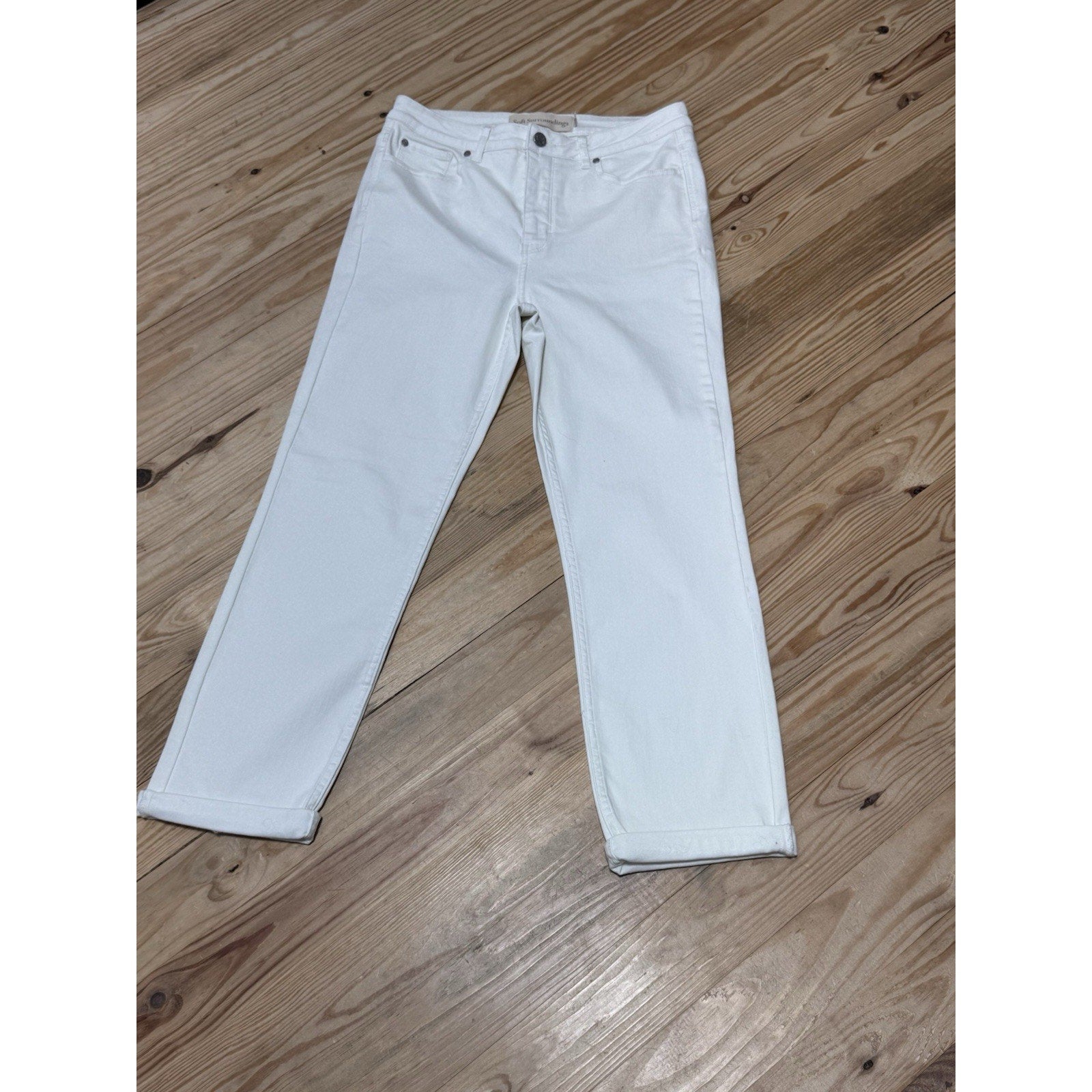Soft Surroundings White Jean Straight Leg Classic High Rise Women’s Size 8