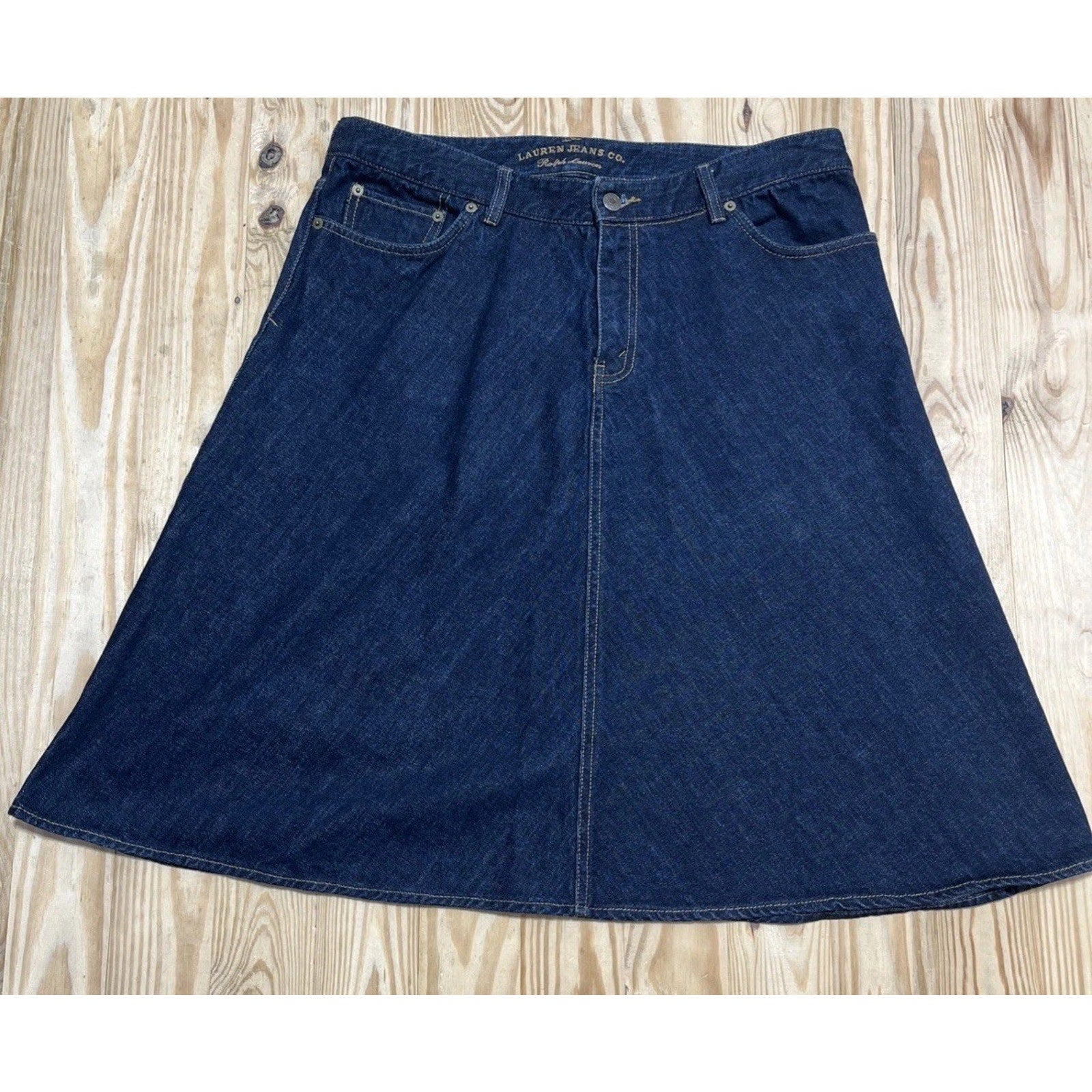 Lauren Ralph Lauren Flare Skirt Womens Size 12 Blue Denim 5 Pockets
