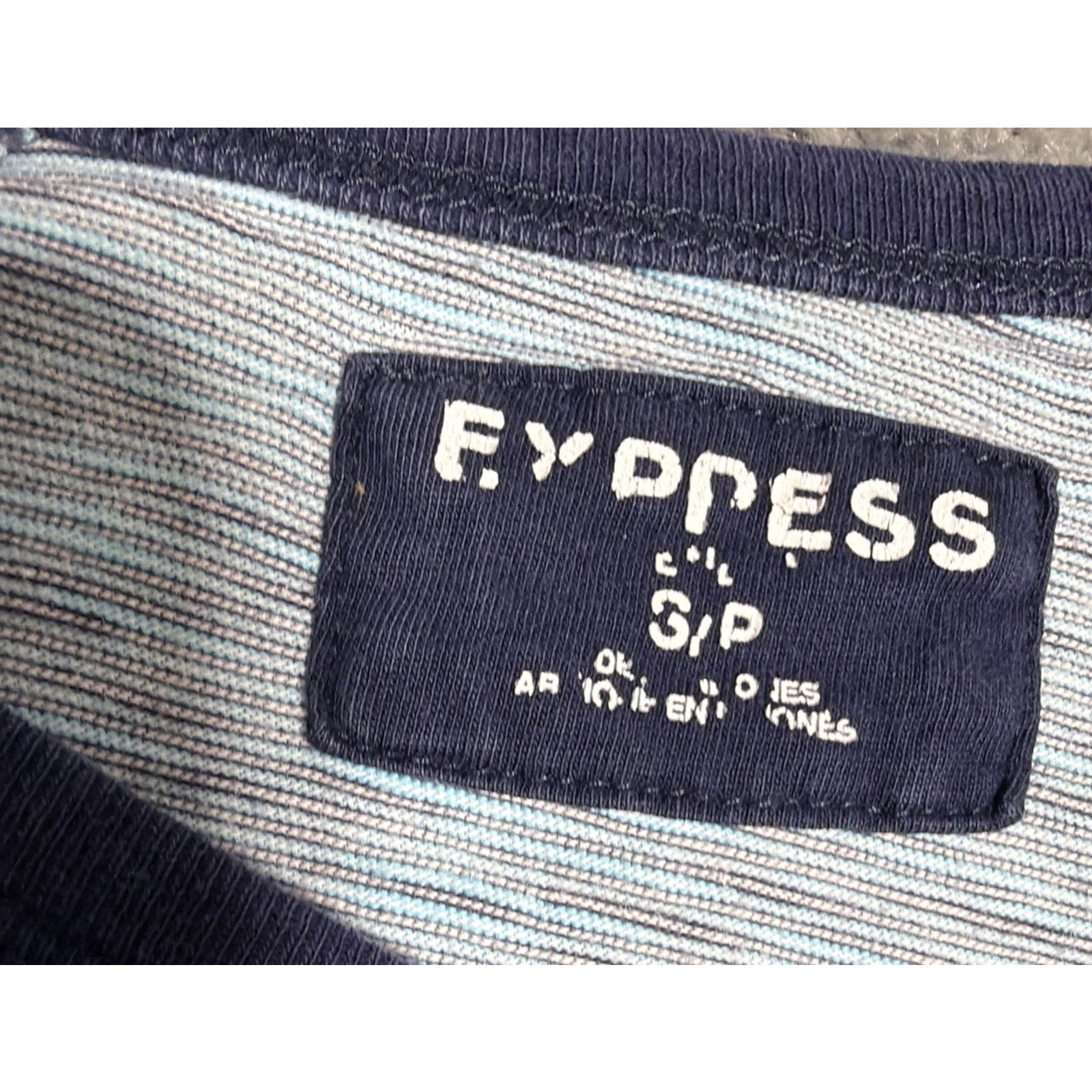 Express Men's Lightweight Henley 3/4 Sleeve Blue Button Shirt - Size Small