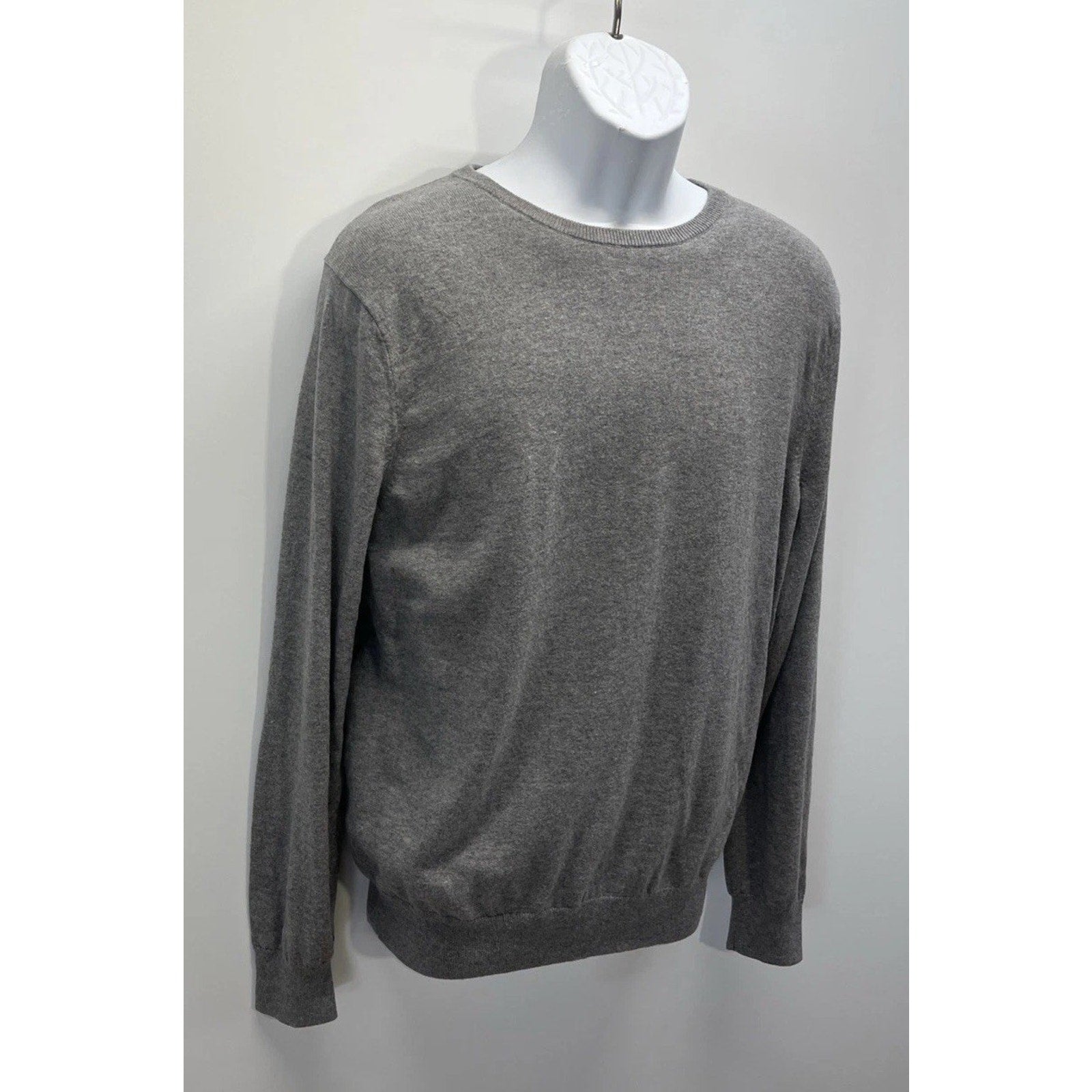 J Crew Sweater Harbor Cotton Merino Wool Blend Size L Large Gray Crew Neck