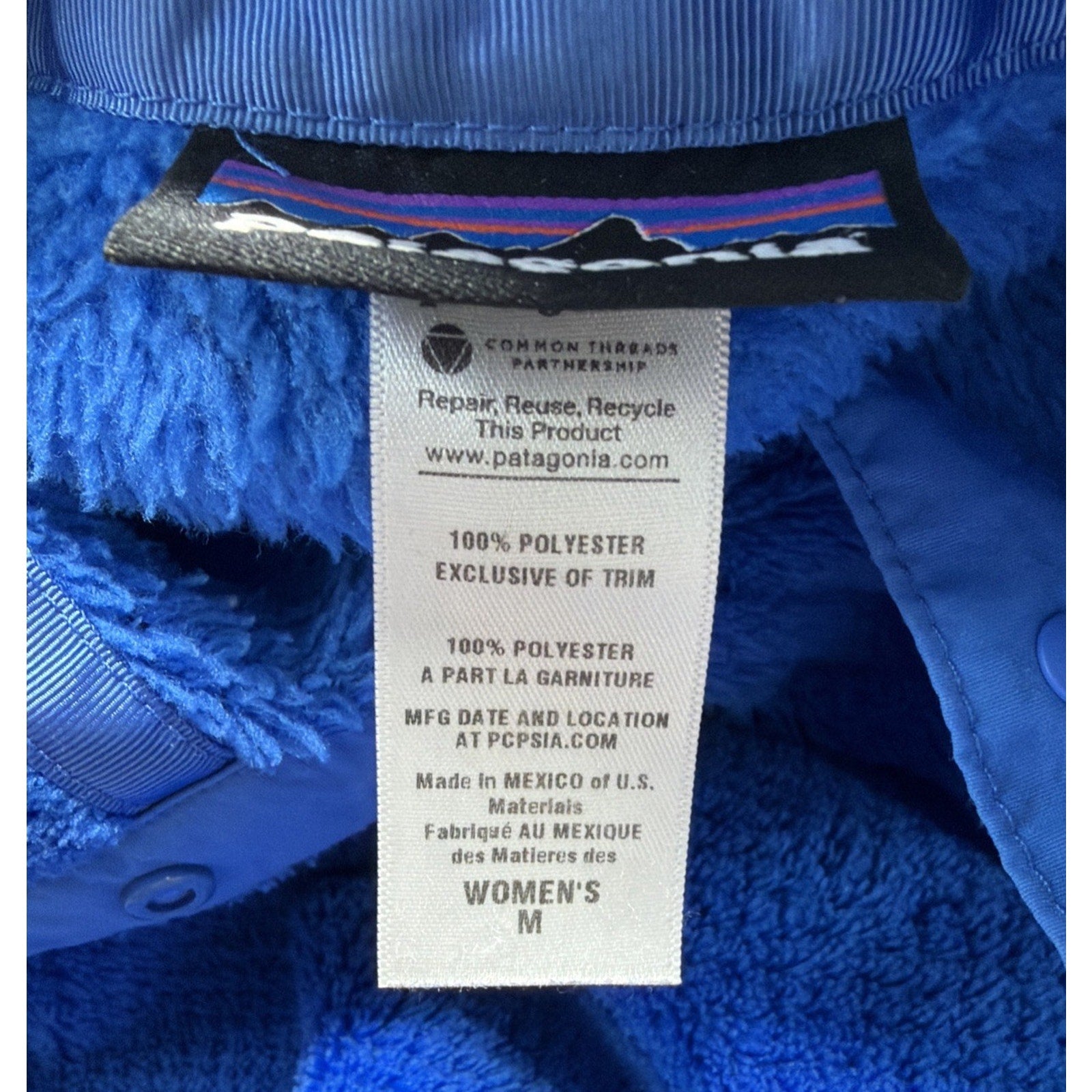 Patagonia Jacket Womens M Blue Re-Tool Snap-T Pullover Sweater Pocket Polartec