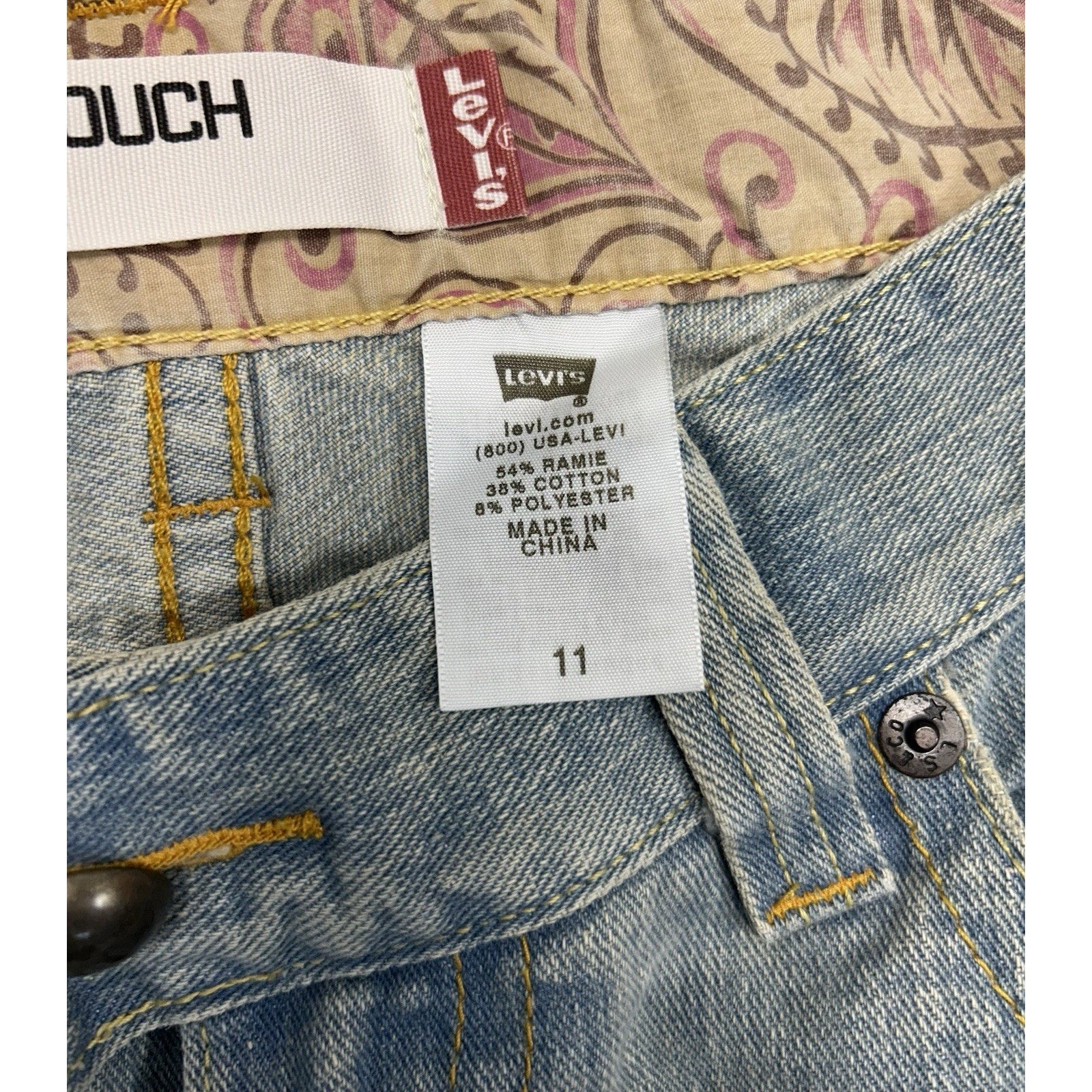 Levi's Women's Size 11 32x20 504 Slouch Capri Jeans Y2K Flap Pockets Crop Vtg.