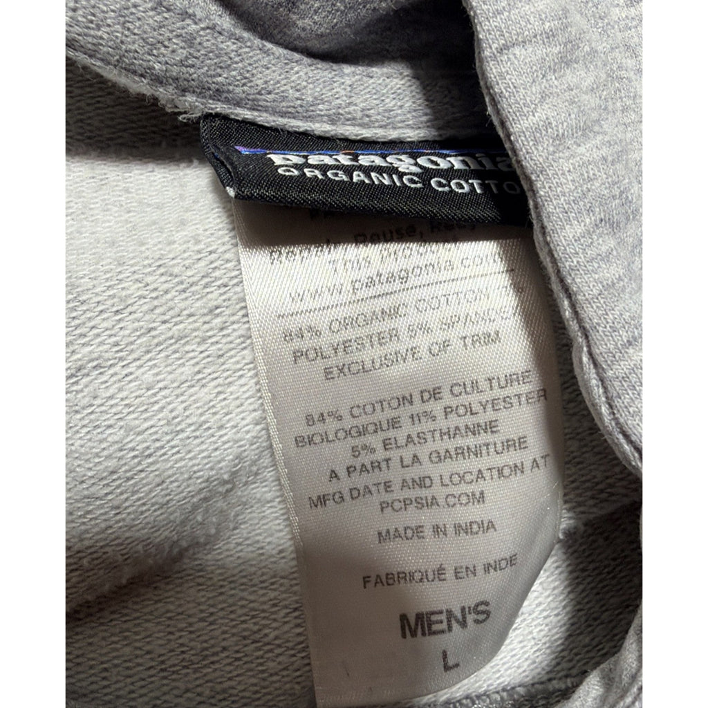 Men’s L Patagonia Gray Hoodie with Graphic Logo Organic Cotton Stretch