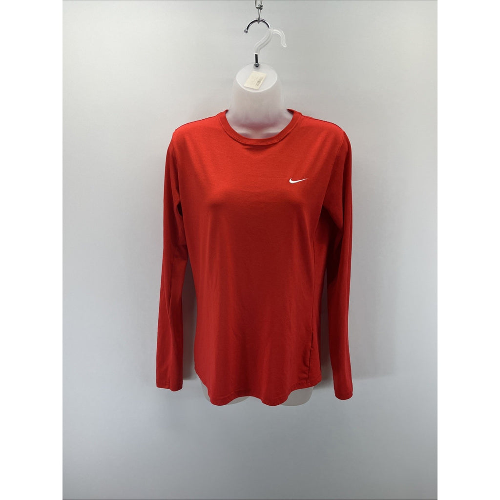 Nike Women's Embroidered Logo Legend Long Sleeve Tee Orange Size M EUC