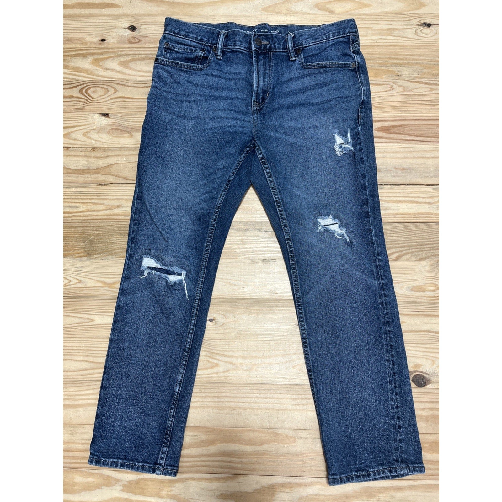 Old Navy Jeans Men's Size 34 X 30 Distressed Dark Wash Skinny Fit