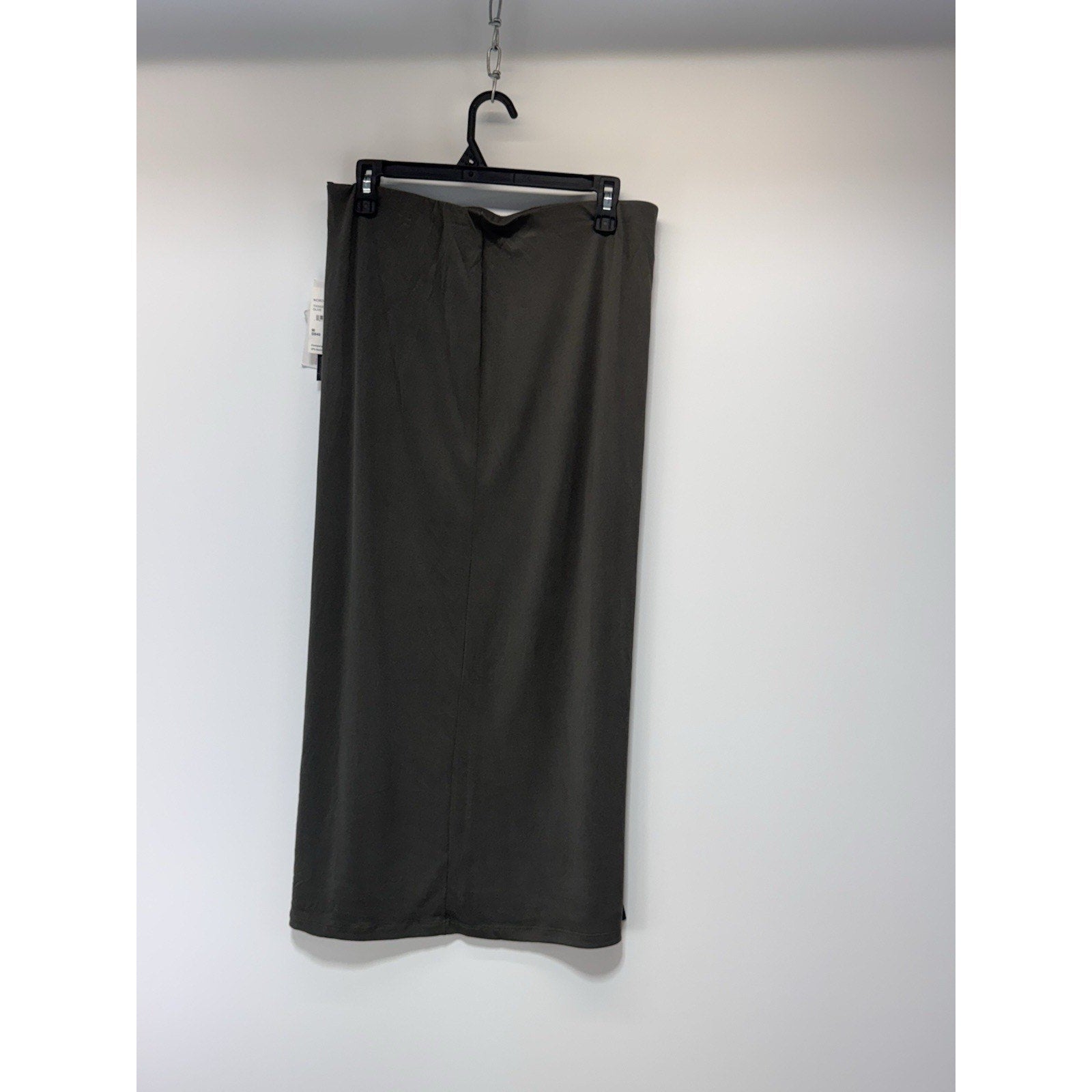 Tahari Maxi Skirt Olive Green Long Stretch Side Slit Women’s Medium NWT