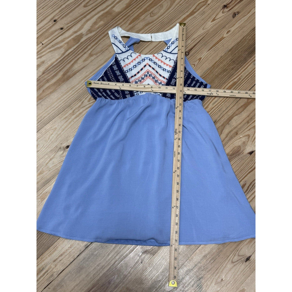 Flying Tomato Sleeveless Dress Blue Cream Coral Women’s Size Large