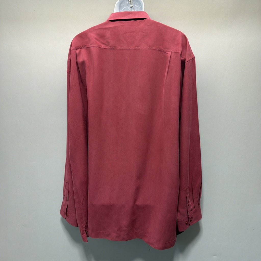 Tulliano Men’s XXXL 100% Silk Camp Shirt Wine Red Button Front Retro Lounge NWT
