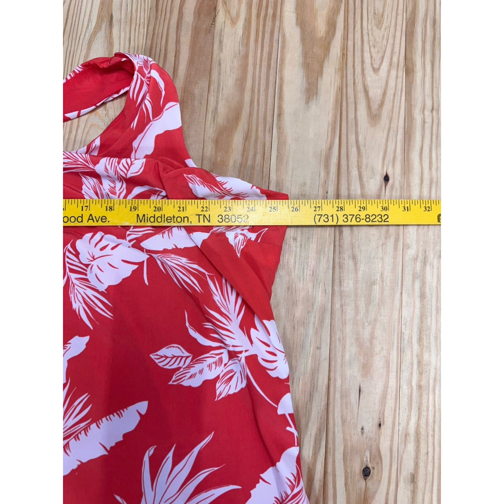 Old Navy Womens Lined Halter Dress Twist Back Orange White Tropical Floral XXL