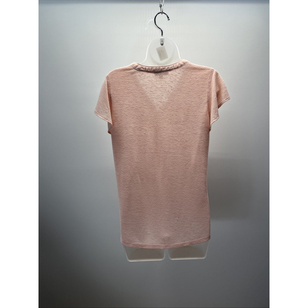 Democracy Pink Cap Flutter Sleeve Shirttail Hem Knit Top Womens Size M