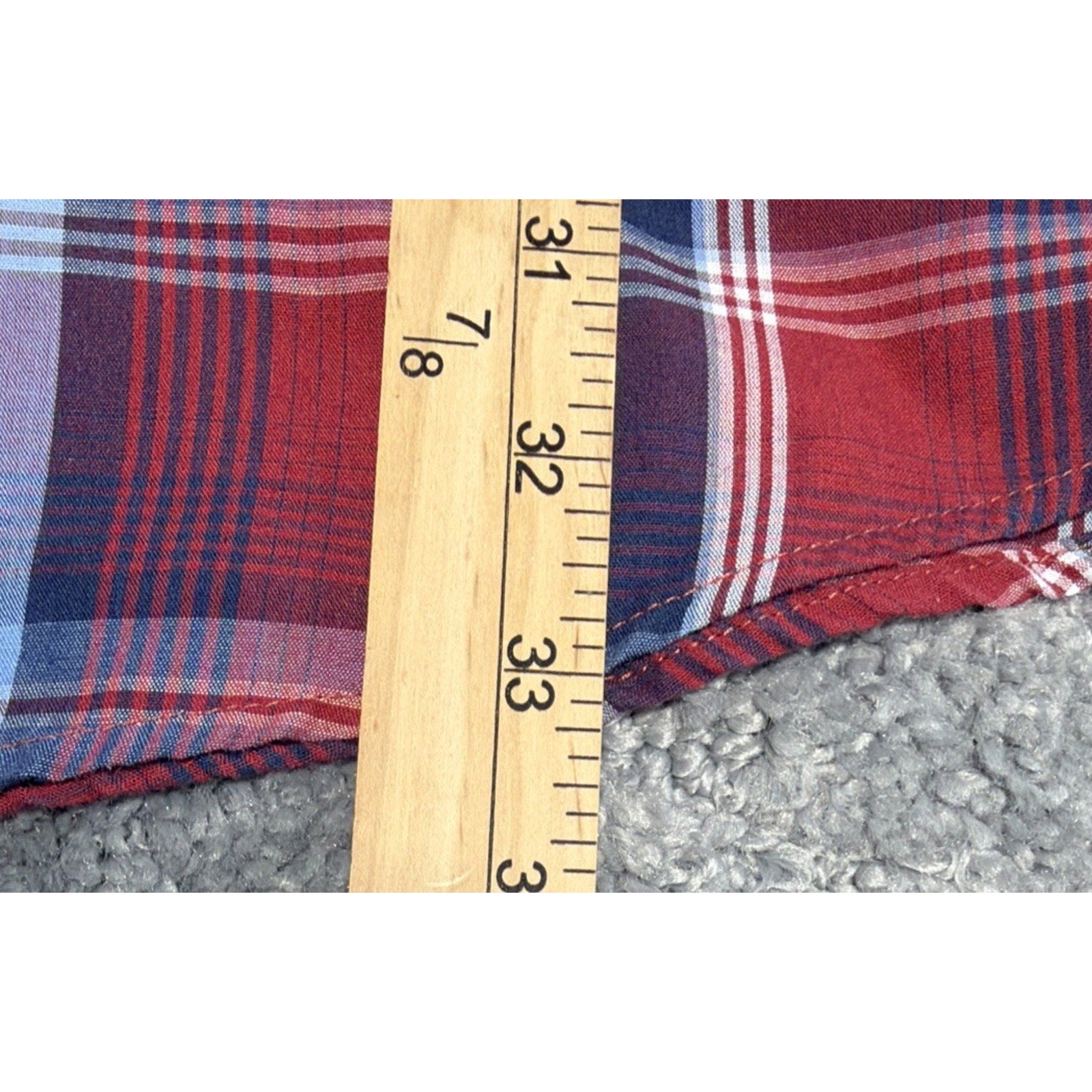 High Noon Western Shirt Mens Large Tall Red Blue Plaid Pearl Snap Long Sleeve