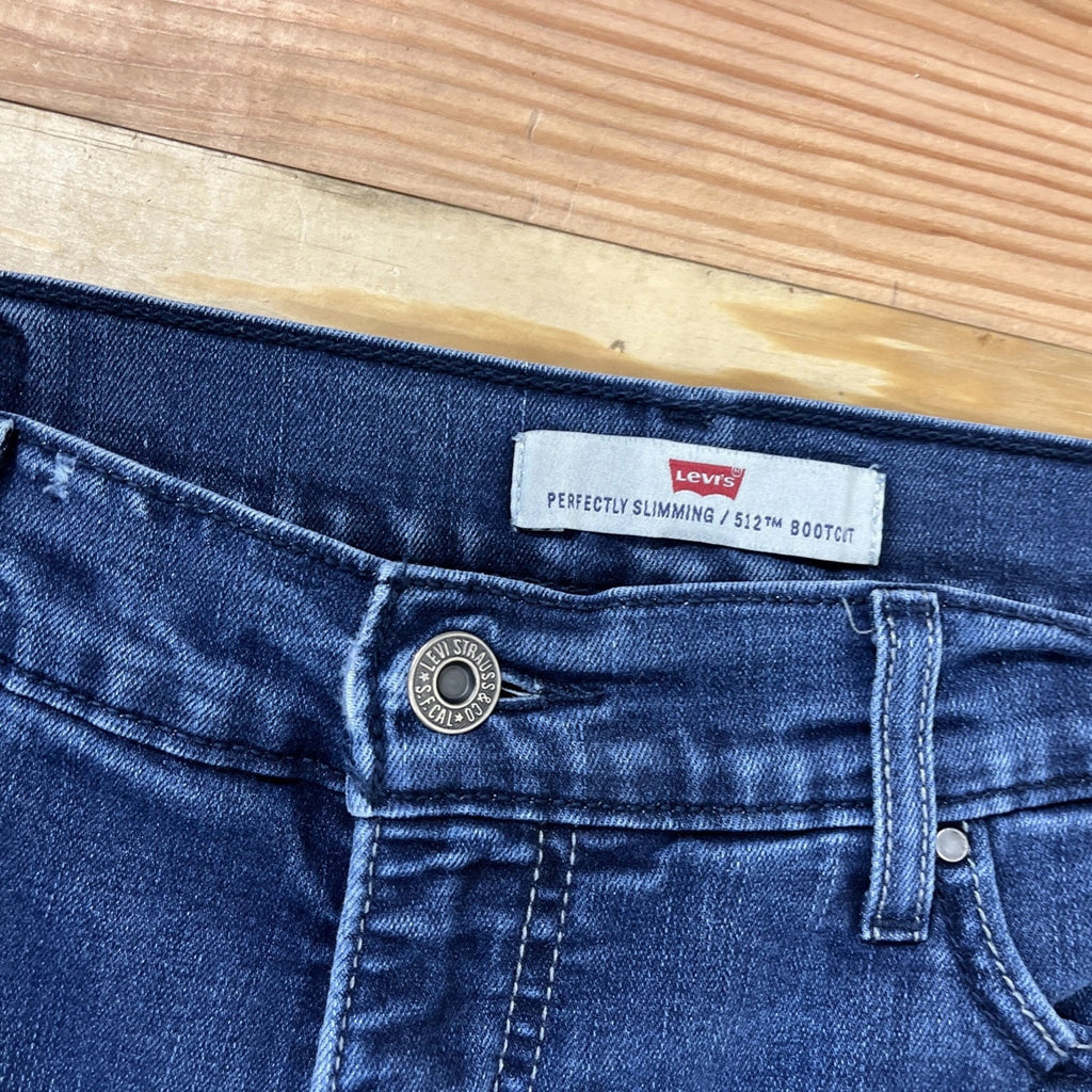 Levi's Perfectly Slimming 512 Bootcut Jeans Women's Size 14 Blue Rhinestone