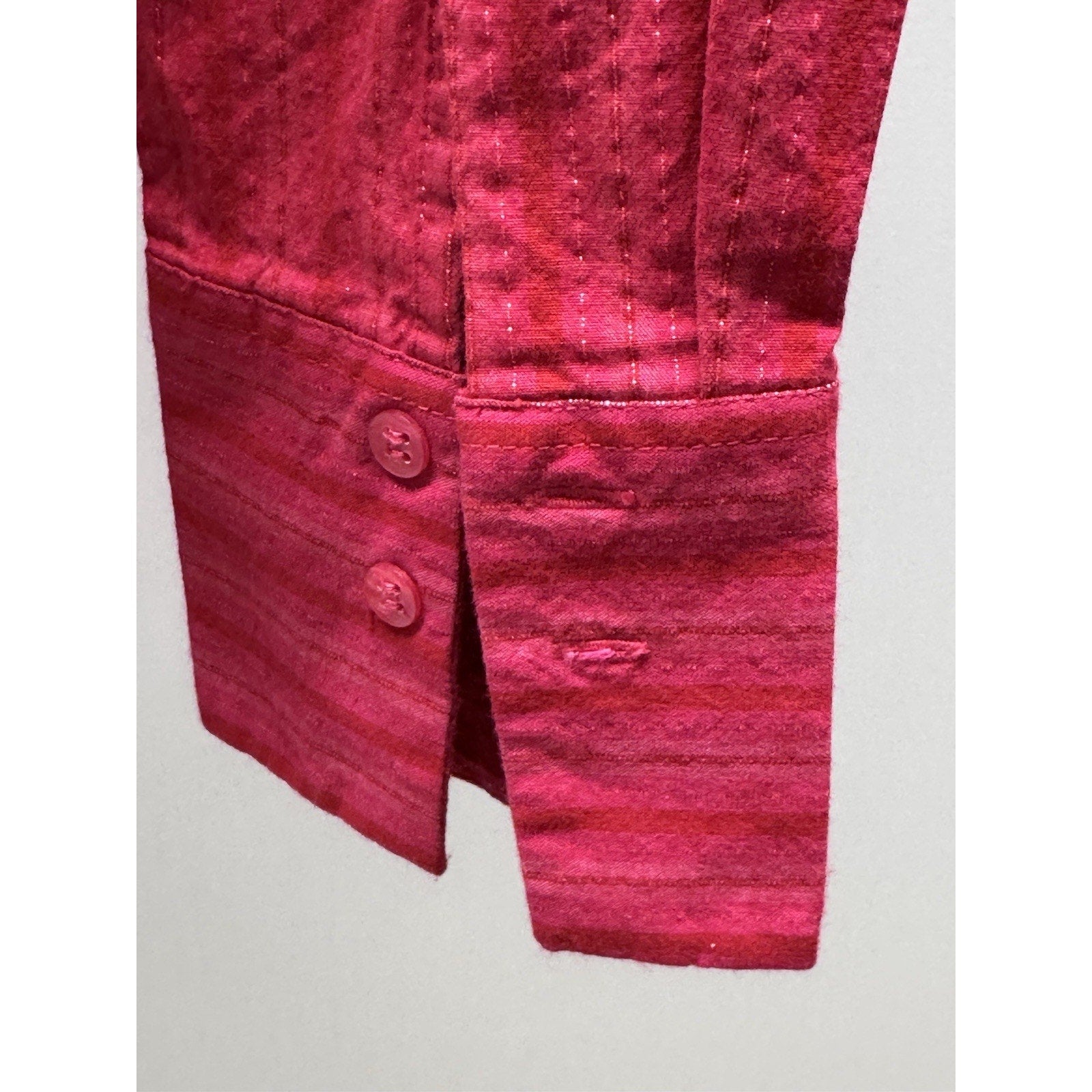 St Johns Bay Shirt Womens Adult Size M Color Red Long Sleeve Button Up Casual