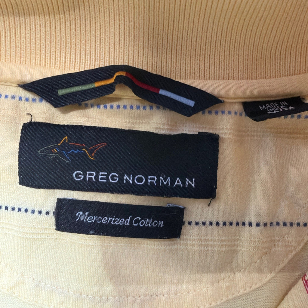 Greg Norman Shirt Mens Medium Pale Yellow Short Sleeve Golf Polo