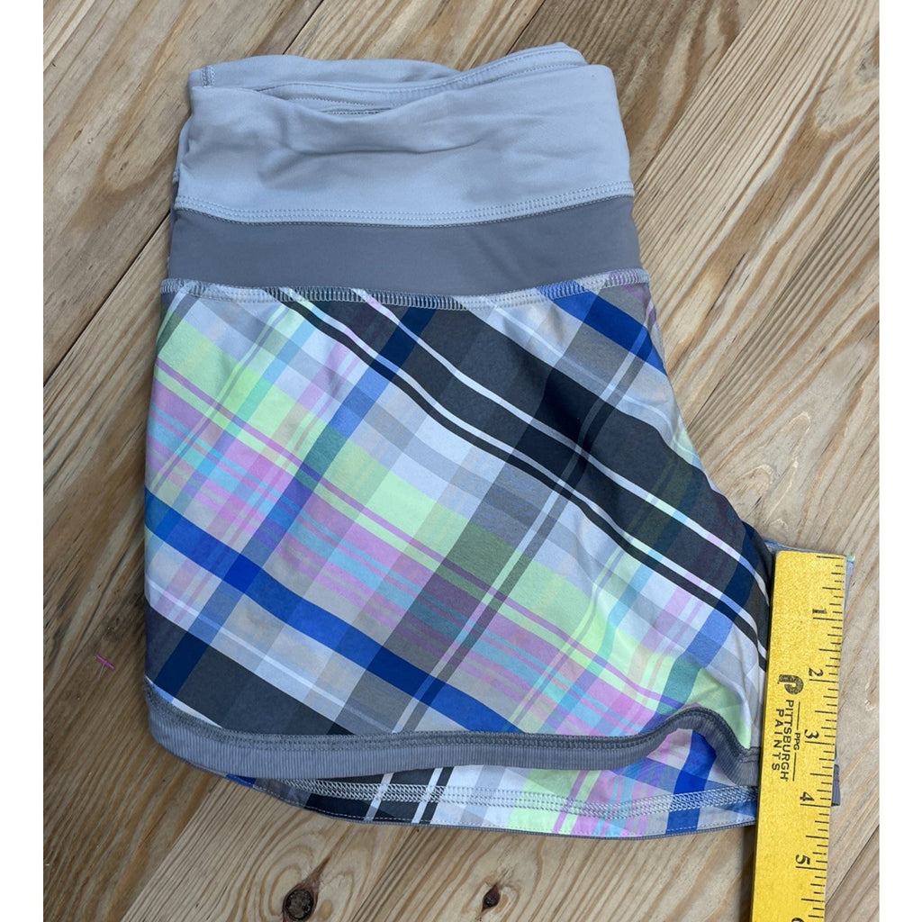 LULULEMON Run Speed Short Size 6 Rad Plaid Lullaby Reflective Ambient Gray