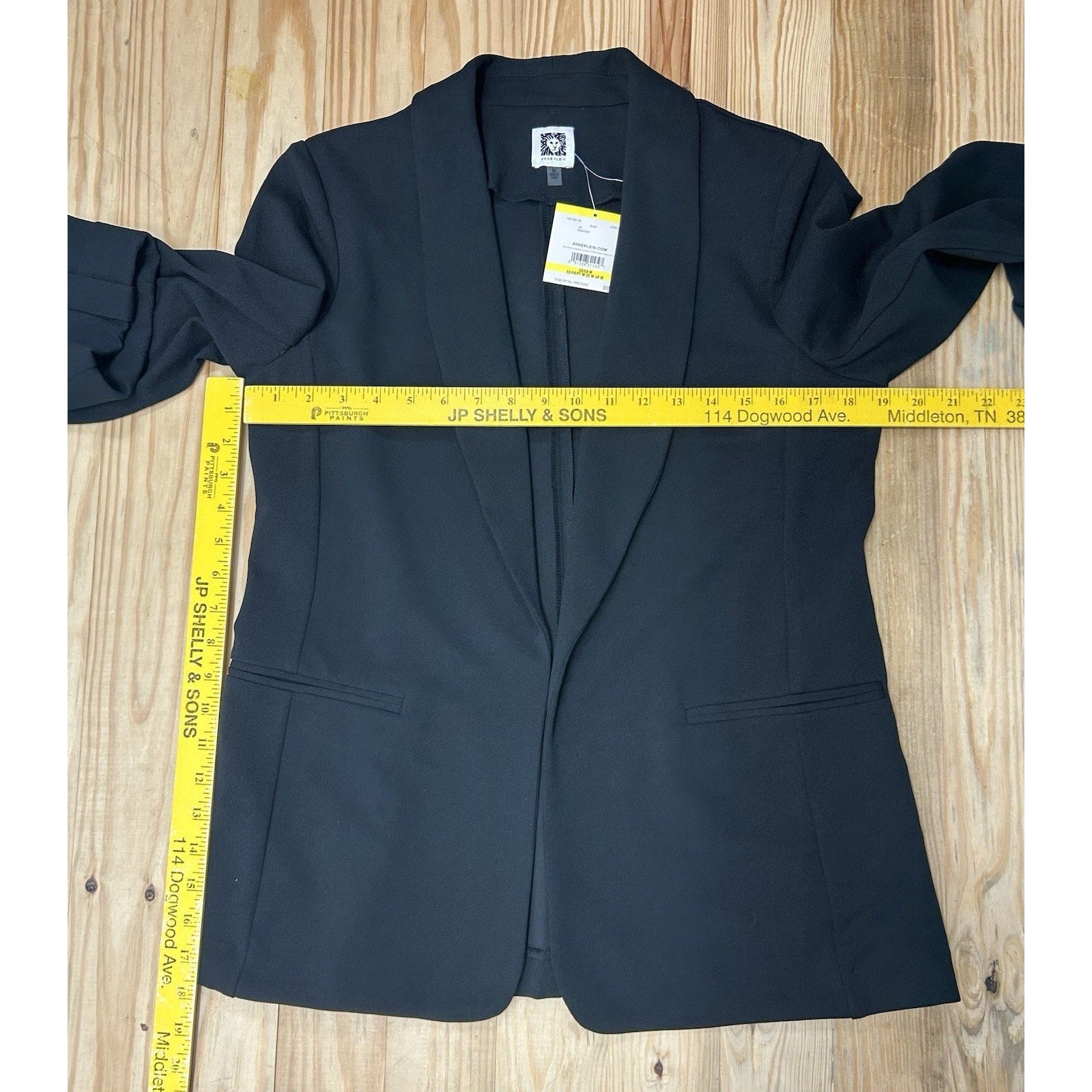 Anne Klein Shall Collar Open Jacket Women's Black Size Medium New With Tags.