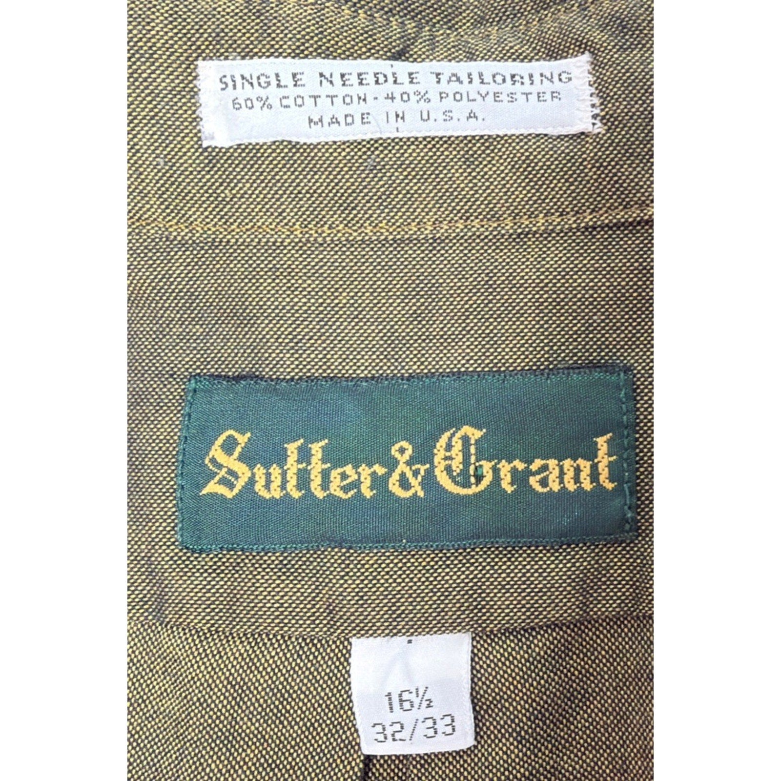 Vintage Sutter & Grant men's Green button up shirt Single Stitch Made USA L 90s