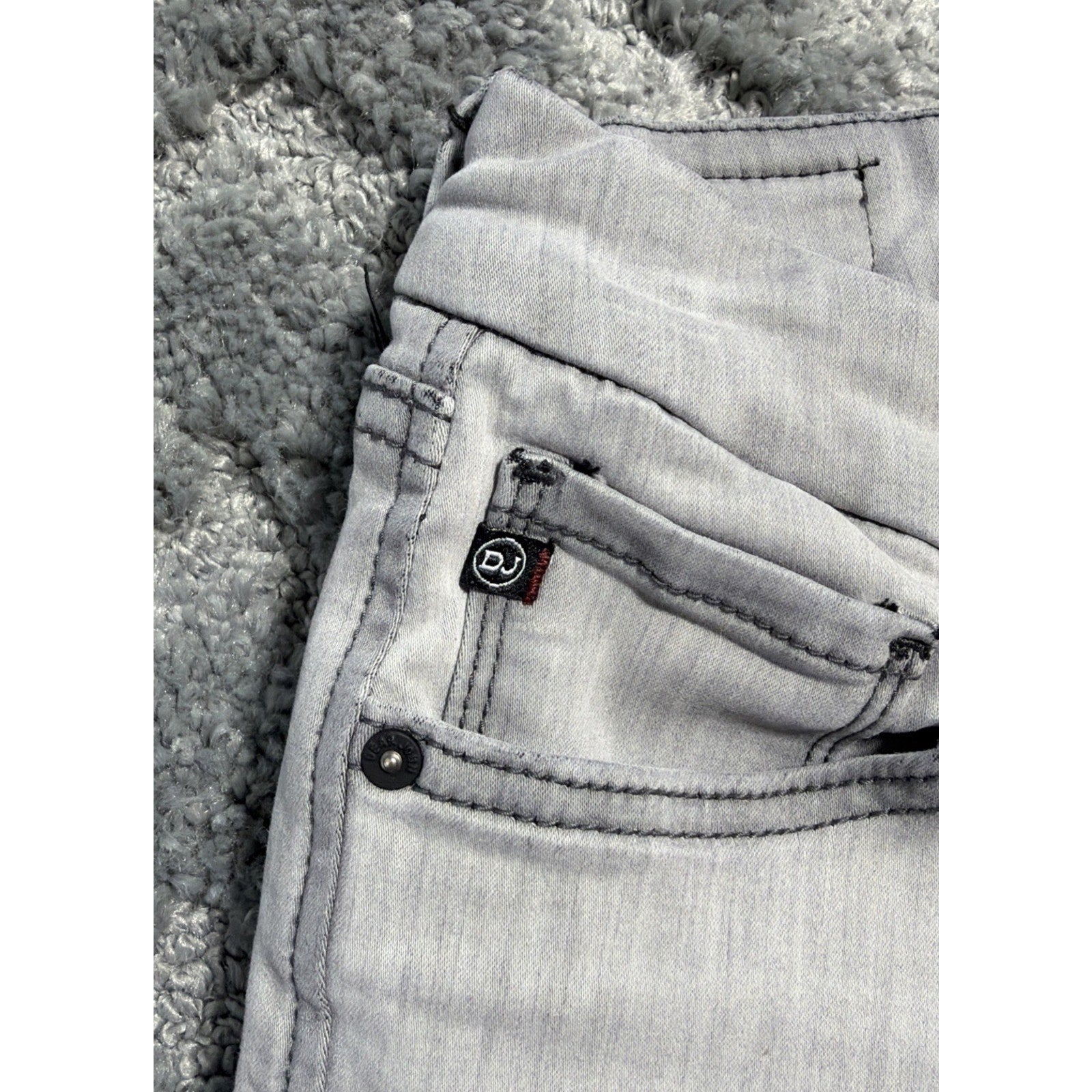 Dear John Size 26 Denim Jeans Joyrich Comfort Skinny Gray Raw Hem