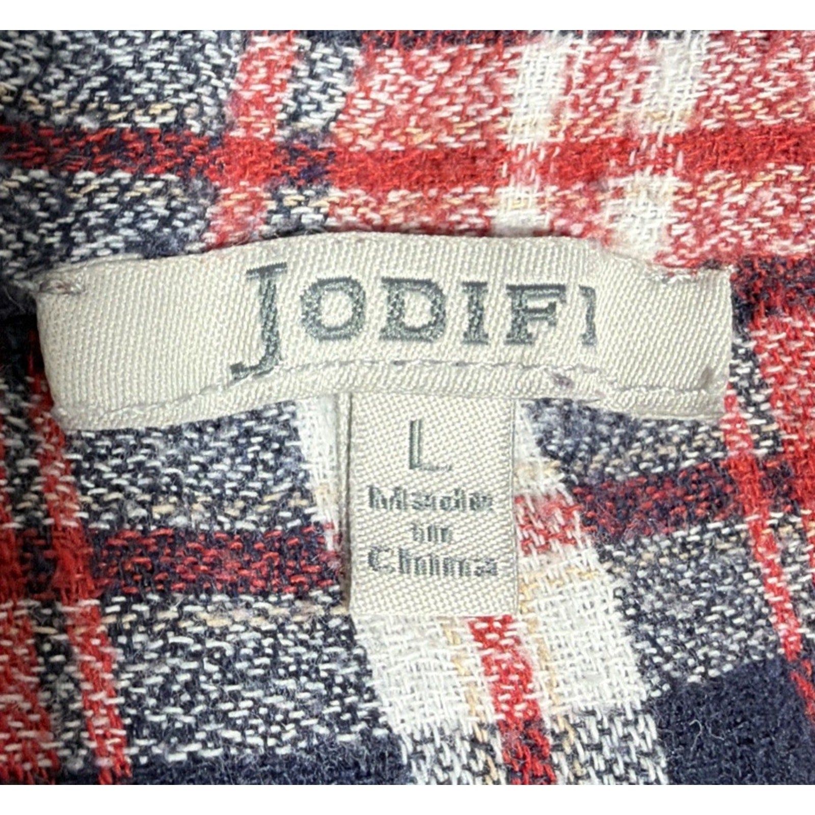 Jodifl Flannel Long Sleeve Tunic Top Size Large Red Plaid Boutique