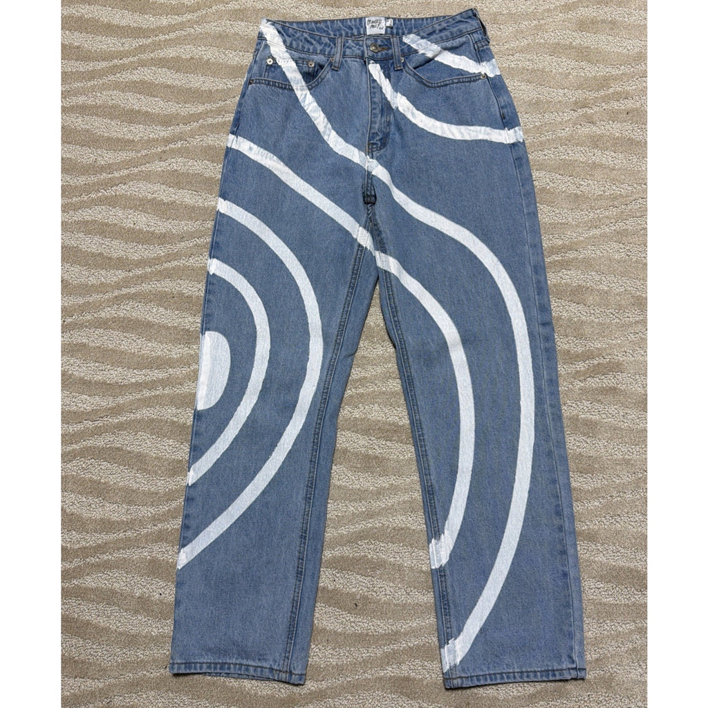 Princess Polly Straight Leg Jeans Women Size 2 High-Rise Paint Art 28x29