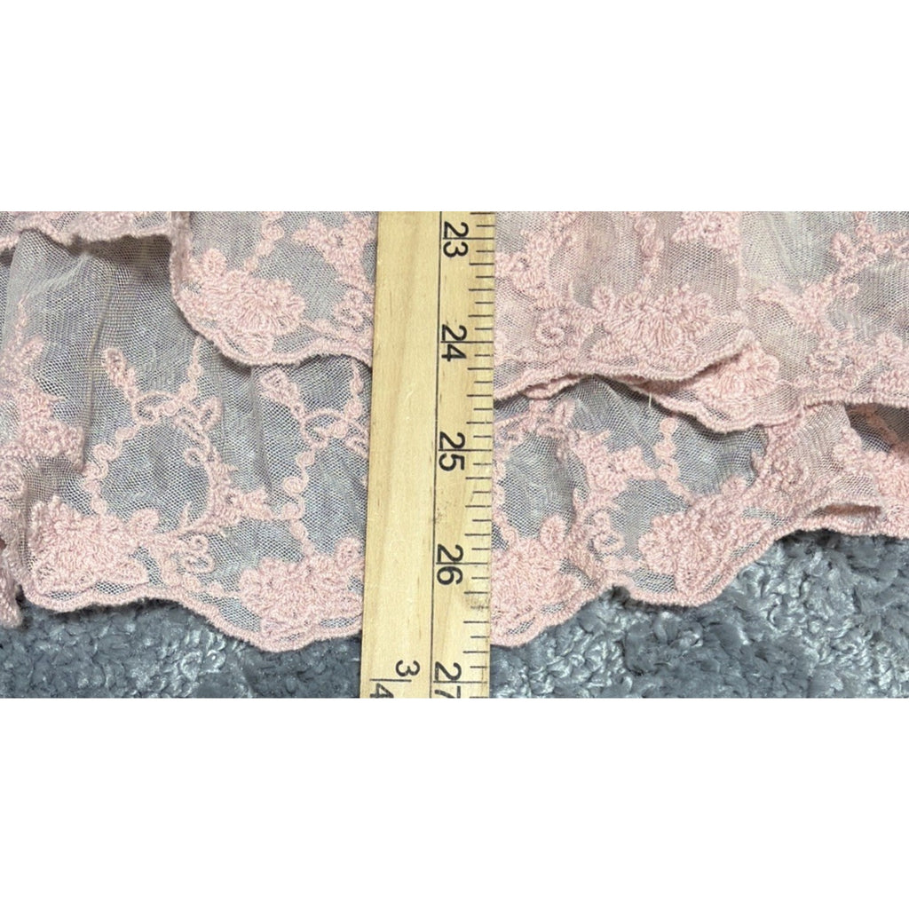 UMGEE USA Sz L Baby Doll Tunic Top Pastel Pink Lace Romantic Lagenlook