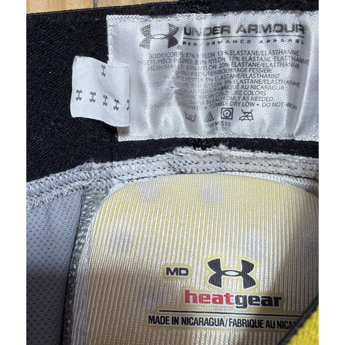 Men’s Under Armour MPZ2 White/Yellow 5 Pad HeatGear Compression Girdle Sz M