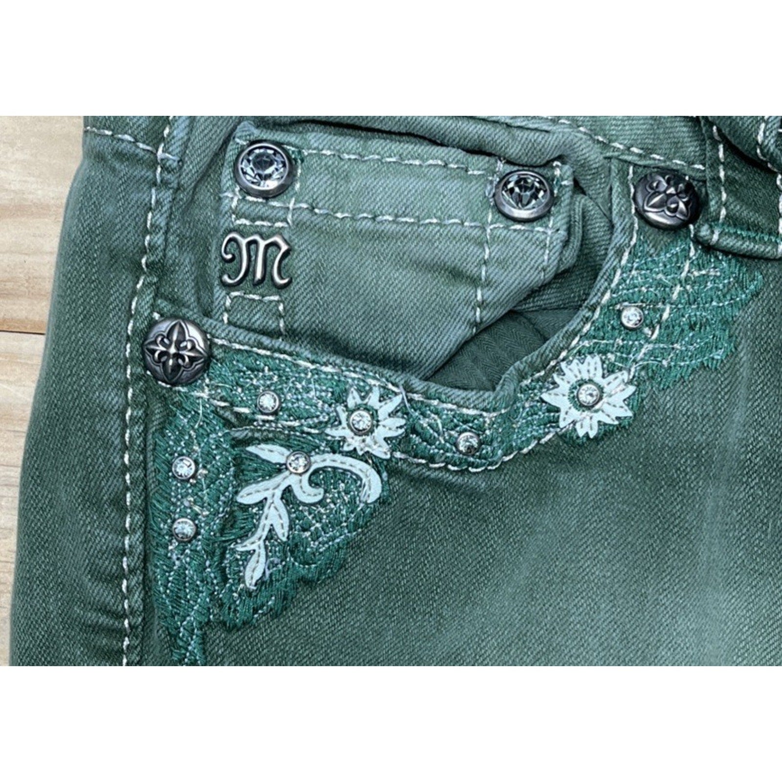 Miss Me Skinny Signature-Rise Women's Jeans - green size 27 W28 L30 XF73