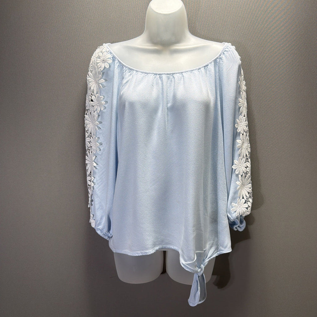 Heart Soul Floral Lace 3/4 Sleeve Boho Romantic Fairy Top Size Medium