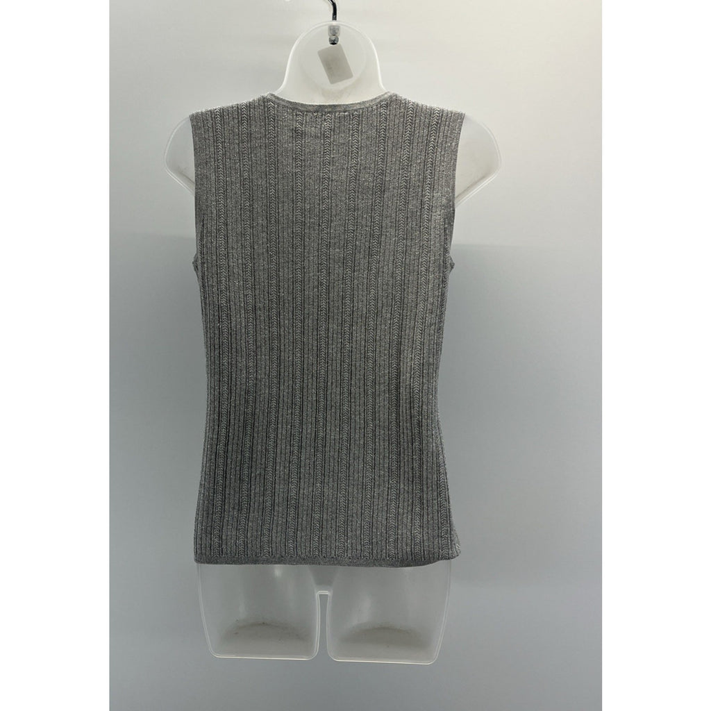 Talbots Women's Medium Petite Silver Metallic Sleeveless Sweater Top