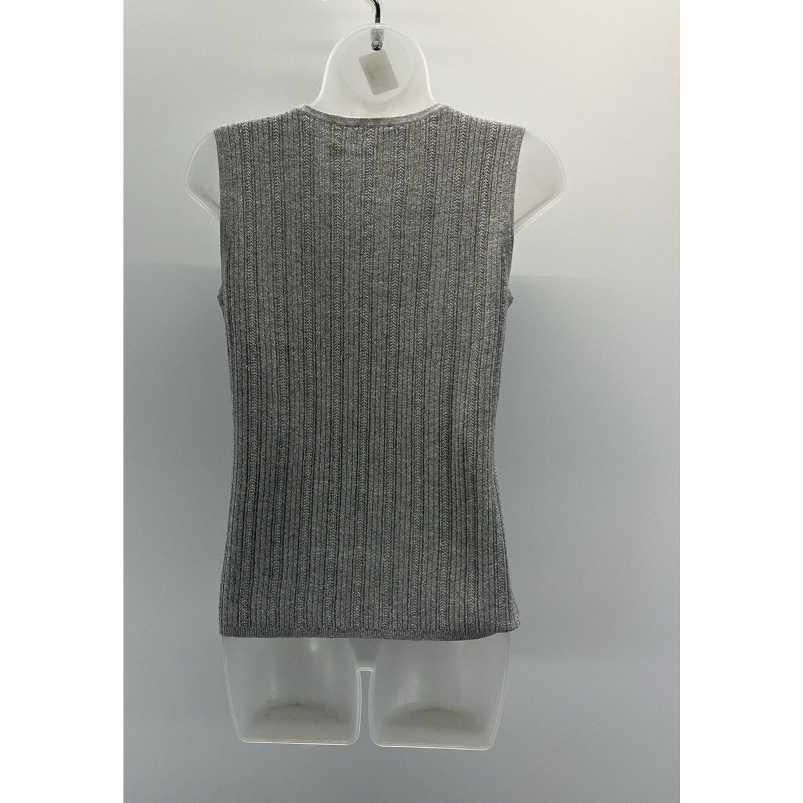 Talbots Women's Medium Petite Silver Metallic Sleeveless Sweater Top