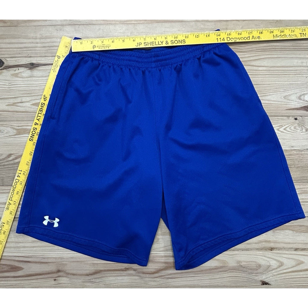 Under Armour Loose Fit Shorts Adult Large Blue Stretch Basketball Pockets Mens.