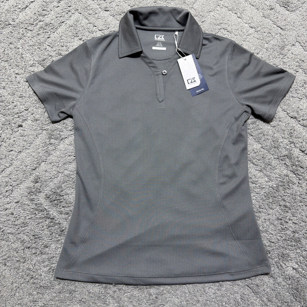 Cutter Buck Drytec Luxe Golf Polo Shirt Womens Gray Short Sleeve NEW