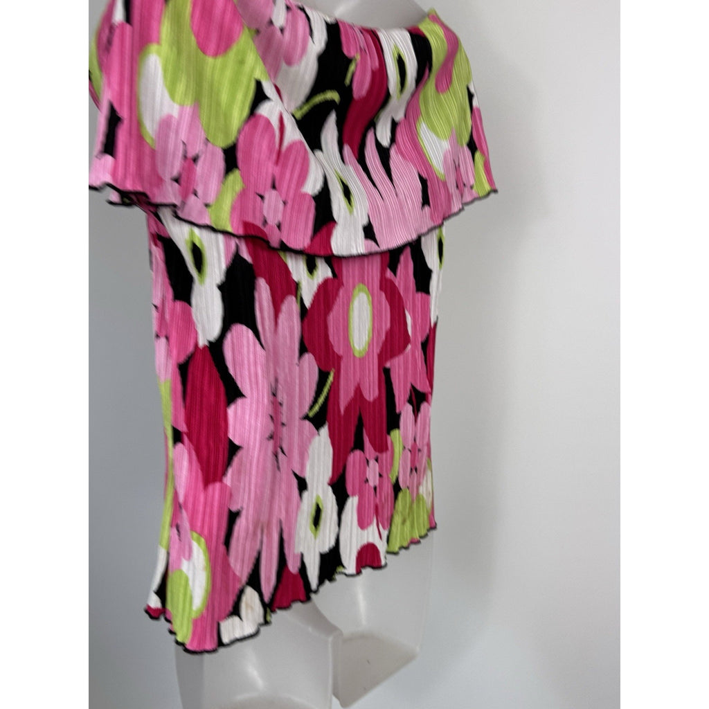 CDW Creative Design Works Inc. Top Blouse Pink Tones Flowers Womens Size Large