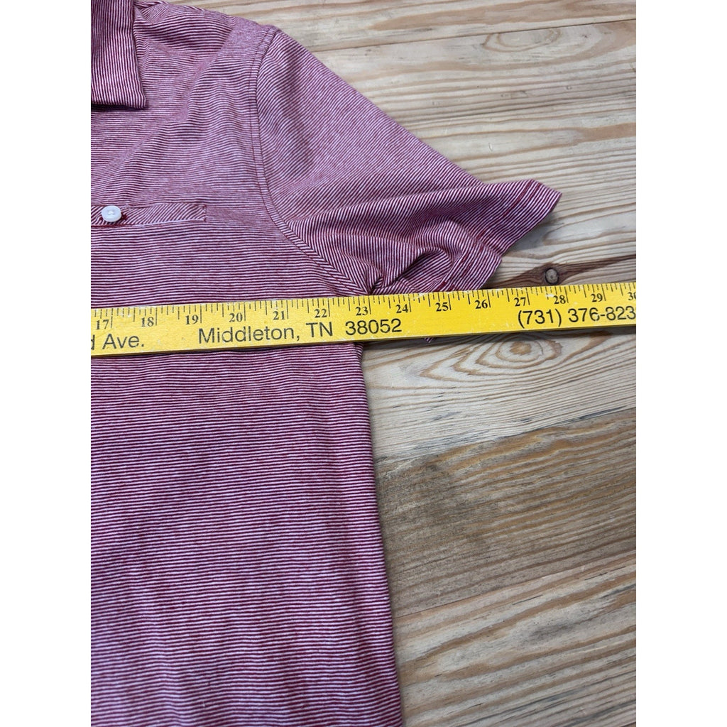 Shaquille O’neal Men's Size XL LT Short Sleeve Red/White Striped Polo Shirt