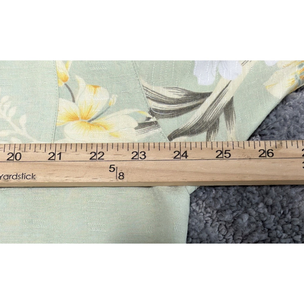 Original Island Sport Hawaiian Shirt Floral Green Yellow Size XL Rayon