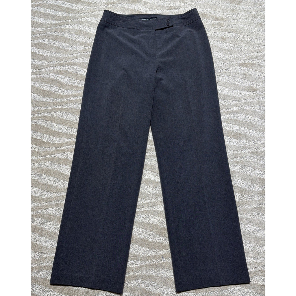 Josephine Chaus Pants Women’s 10 Gray HR Straight Leg Flat Front Office Career