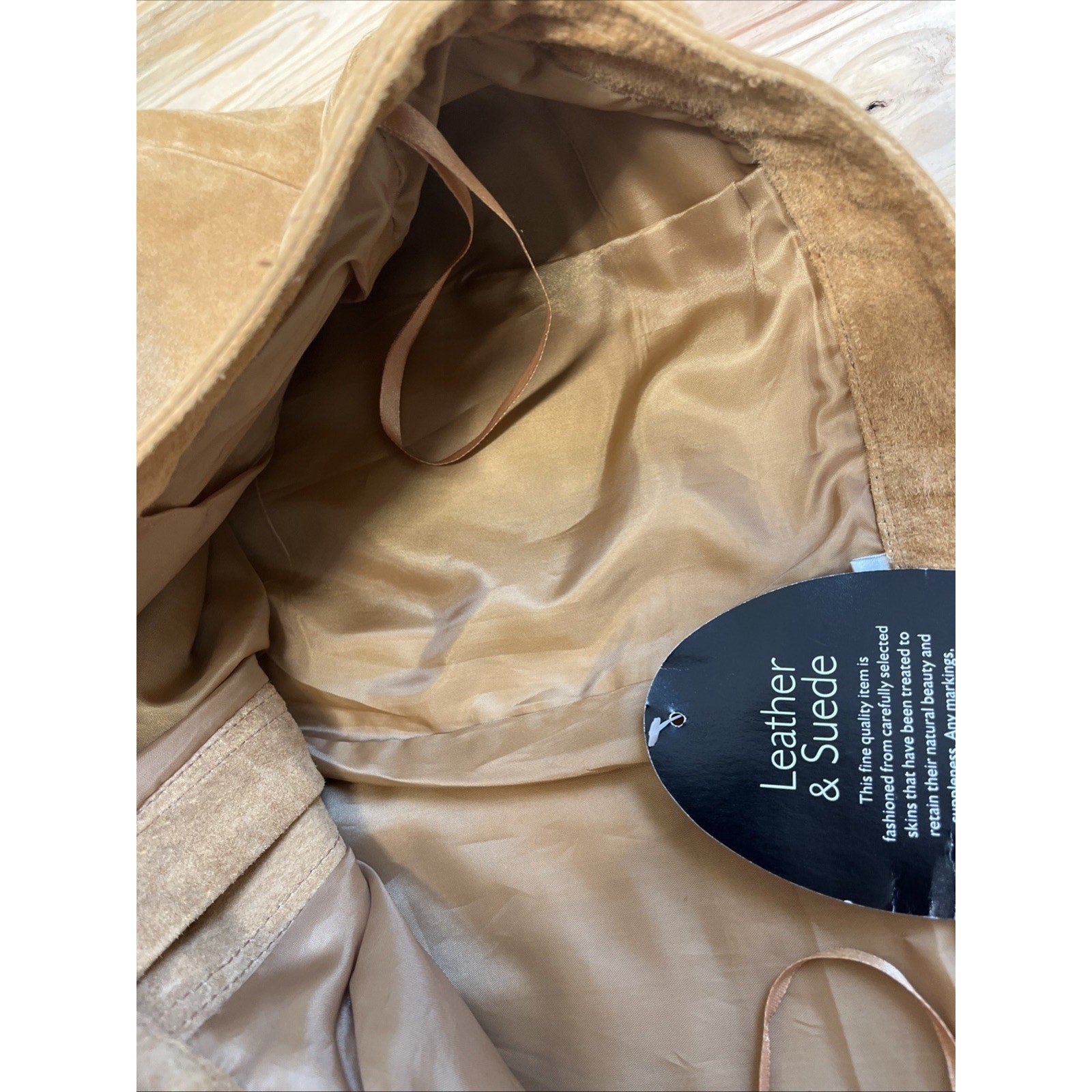 NWT Newport News Vintage Tan Genuine Leather And Suede Lined Pants Size 12 T