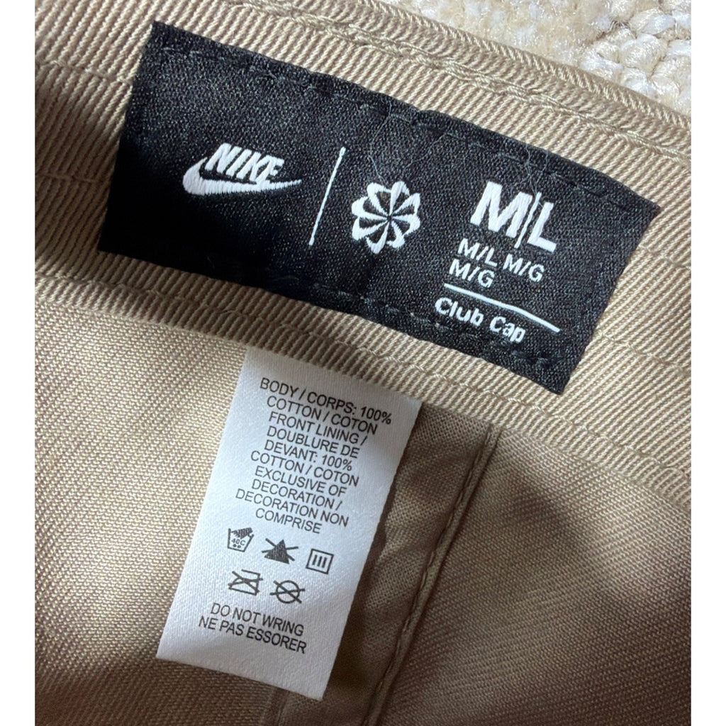 Nike Just Do It Tan/Biege Club Cap Adjustable Strap Back Dad Hat M/L